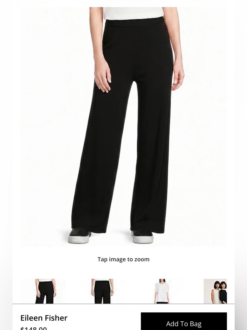 Eileen Fisher Black Wide-Leg Pull-On Pants